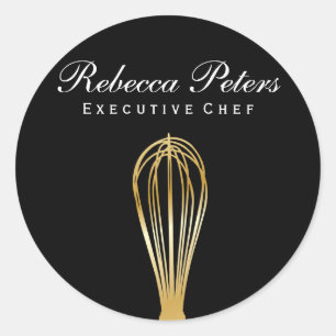 Whisk (goud) Cultuurmeester Ronde Sticker