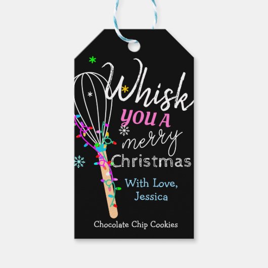 Whisk je een vrolijke kerst bakken cadeaulabel (Voorkant)
