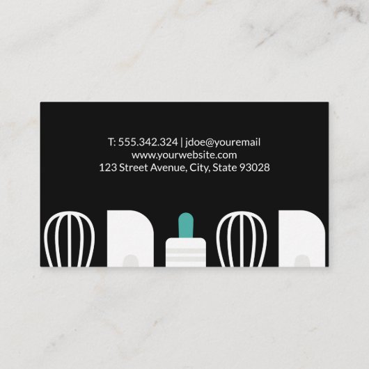 Whisk Spatula Rolling Pin | matrijsstructuur Visitekaartje (Achterkant)