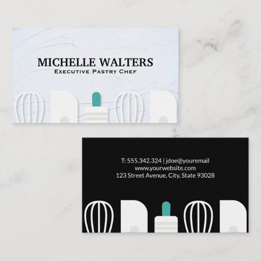 Whisk Spatula Rolling Pin | matrijsstructuur Visitekaartje (Voorkant / Achterkant)