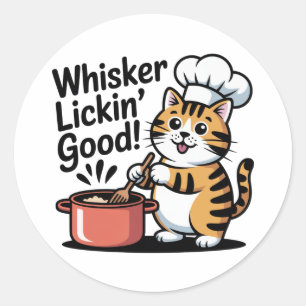 Whisker Lickin 'Good Sticker Schattige Chef Cat Co