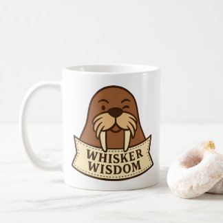 Whisker Wisdom Cute Jovial Walrus Mascot Cartoon Koffiemok