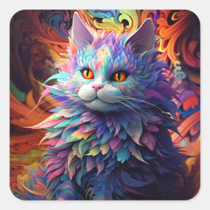 Whisker Wonder Vierkante Sticker