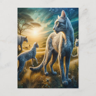 Whisker Wonderland: Feline familie Frolic Briefkaart