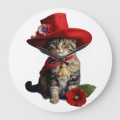 "Whiskered Watcher : horloge murale de chat" (Recto)