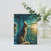Whiskered Watchers bij het raam Briefkaart (Staand voorkant)