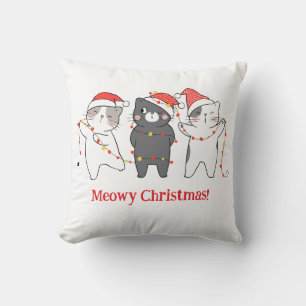 Whiskered Wonderland "Meowy Christmas" Coussin de 