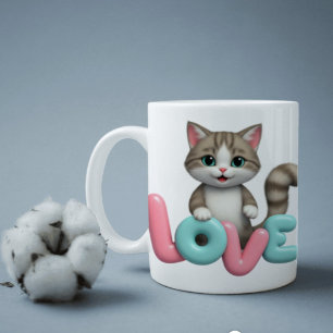 Whiskered Wonders: Mijn beste Cat Saga Minimalist Tweekleurige Koffiemok