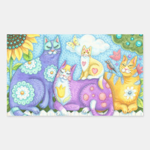 Whiskers and Spint, CAT-VRIENDS-STICKERS Rechthoekige Sticker