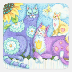 Whiskers and Spint, CAT-VRIENDS-STICKERS Vierkante Sticker