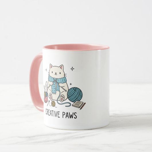 Whiskers Cat speelse minimalistische schetskunst Mok (Voorkant links)