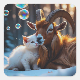 Whiskers en hoeven vierkante sticker