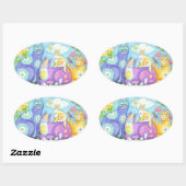 Whiskers Et Pureuses, CHAT AMIS STICKERS Oval (Feuille)