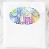 Whiskers Et Pureuses, CHAT AMIS STICKERS Oval (Sac)