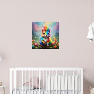 Whiskers of Wonder: de regenboog eenhoorn eekhoorn Poster