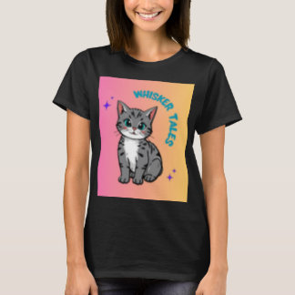 Whiskers & Tales | Whimsical Cat Storybook T-shirt