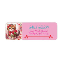Whiskers & Vows | Roze Kat Huwelijksadreslabels