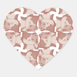 Whisker's Whimsy: Zacht Roze Calico Kitten Patroon Hart Sticker