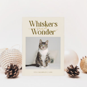 Whiskers & Wonder Cat Fotocrème Kerst Feestdagenkaart