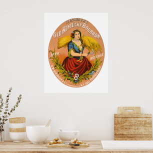 Whiskey Adverteren label, rond 1860. Poster