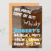 WHISKEY BACHELOR PARTY UITNODIGINGEN OP MAAT (Voorkant / Achterkant)