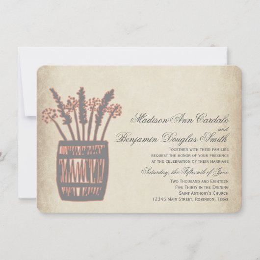 Whiskey Baril de blé Rustic Wedding Invitations (Devant)