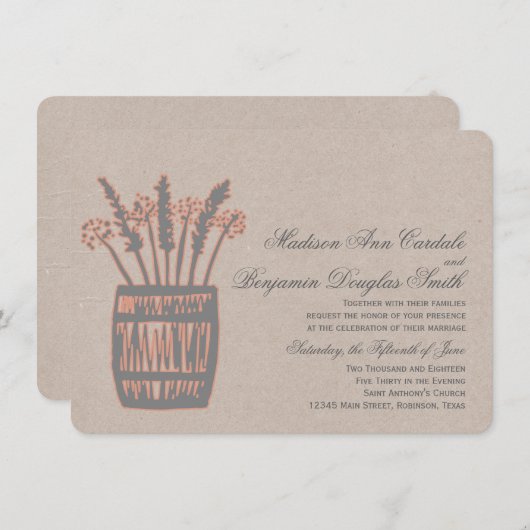 Whiskey Baril de blé Rustic Wedding Invitations (Devant / Derrière)
