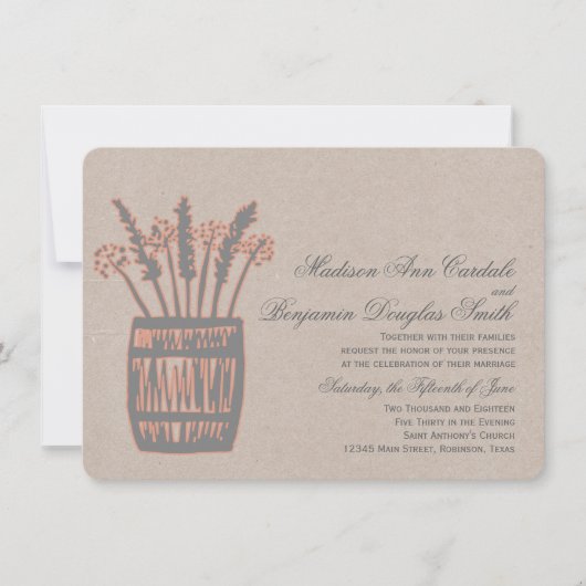 Whiskey Baril de blé Rustic Wedding Invitations (Devant)