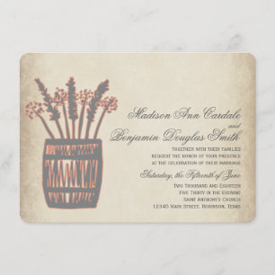 Whiskey Barrel of Wheat Rustic Wedding Invitations Kaart