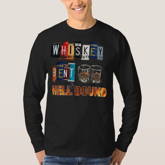 Whiskey Bent and Hellbound Funny Whiskey Bourbon D T-shirt (Voorkant)
