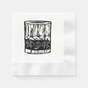 Whiskey Block Print Cocktail Party servetten set