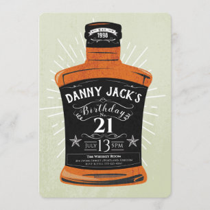 Whiskey Bottle 21st Birthday Party Invite Kaart