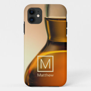 Whiskey Bottle Cloese-up with Monogram and Name iPhone 11 Hoesje