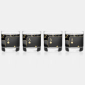 Whiskey Bril - Zwart en Goud Poker Design Whisky Glas (Voorkant)