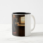 Whiskey Cat : Mug de café à deux tons (Devant droit)