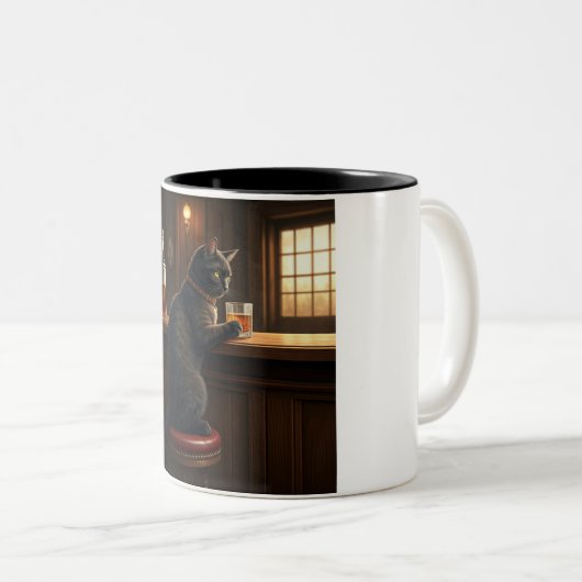 Whiskey Cat : Mug de café à deux tons (Devant droit)
