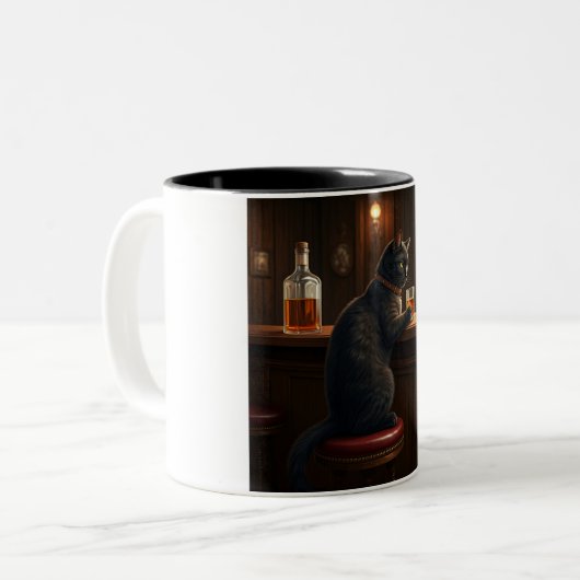 Whiskey Cat : Mug de café à deux tons (Devant gauche)