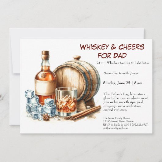 Whiskey & Cheers – Invitation de la fête des Pères (Devant)