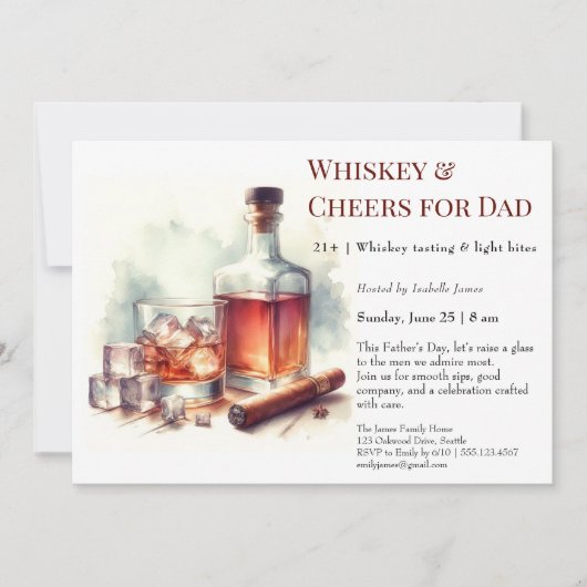 Whiskey & Cheers – Invitation de la fête des Pères (Devant)