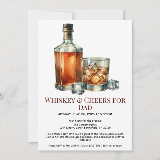 Whiskey & Cheveux pour Papa - Invitation de la Fêt (Devant)
