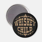 WHISKEY CHILD - Magnet noir avec logo de récolte d (Recto/Verso)