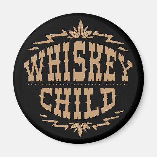 WHISKEY CHILD - Magnet noir avec logo de récolte d (Devant)