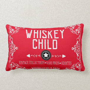 WHISKEY CHILD - Rode Kussen met Vintage Verzamelob