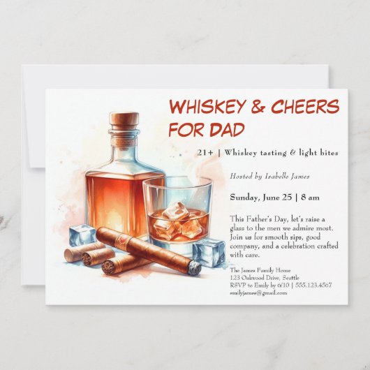 Whiskey & Cigars – Invitation de la fête des Pères (Devant)