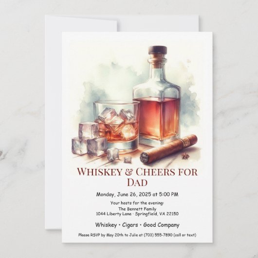 Whiskey & Cigars – Invitation de la fête des Pères (Devant)