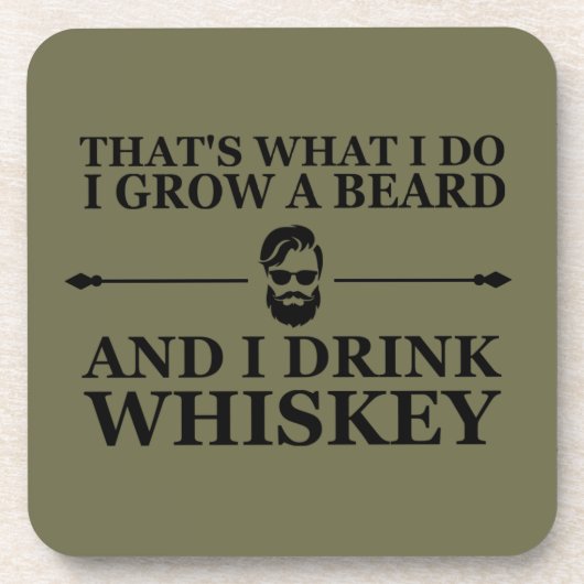 Whiskey citaten met grappige bebaarde gezegden bier onderzetter (Voorkant)