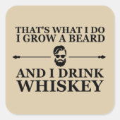 Whiskey citaten met grappige bebaarde gezegden vierkante sticker (Voorkant)