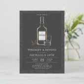 Whiskey Dining Black White Modern 50th Birthday Kaart (Staand voorkant)