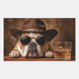 Whiskey en Bulldog Super Schattige Zonnebril Rechthoekige Sticker
