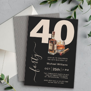 Whiskey en Sigaren Mannelijk 40e Verjaardagsfeest Kaart